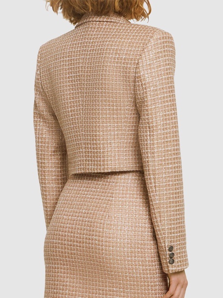 Sequined tweed cropped boxy jacket