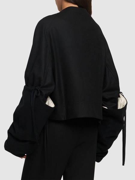 Short peacoat w/ furry sleeves