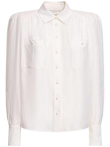 Silk jacquard shirt w/pockets