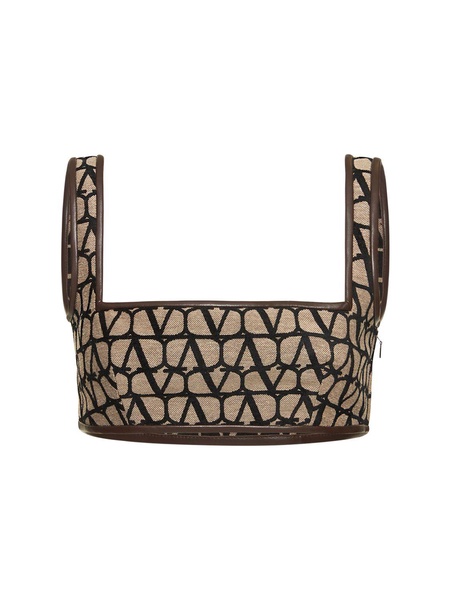 Logo jacquard canvas crop top