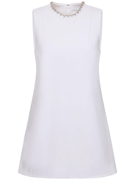 Crystal heart crepe mini dress