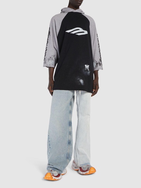 3B stencil hooded stretch cotton t-shirt