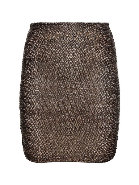 Livia draped sequined mesh mini skirt