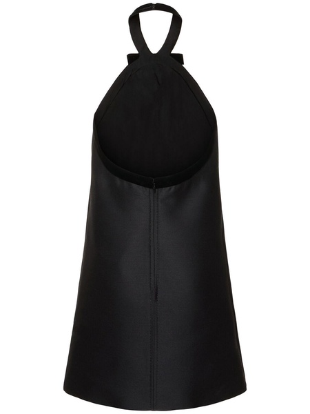 Wool & silk crepe halter neck top
