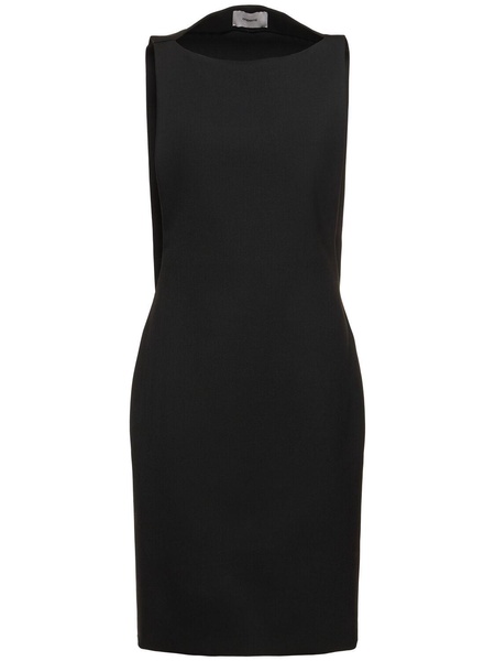 Open back crepe midi dress w/cape