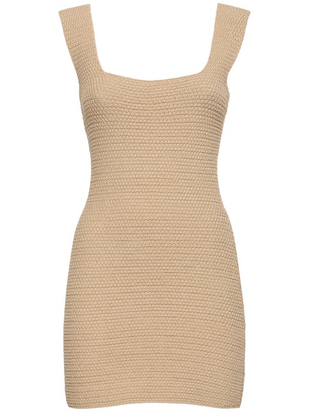 Chunky knit cotton blend mini dress