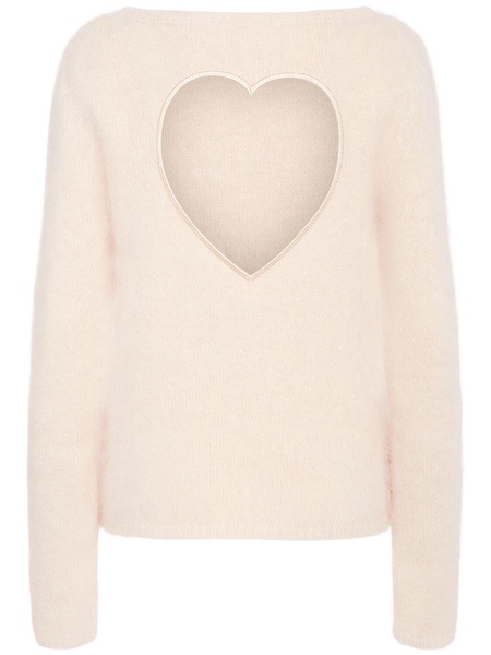 Back heart cut out fluffy sweater