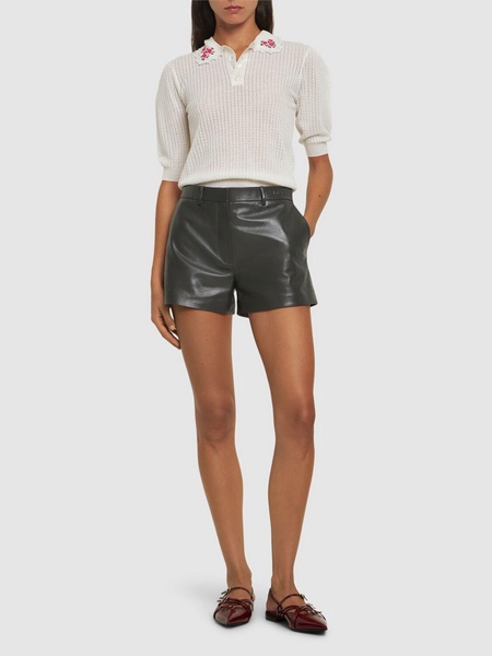 Embroidered wool knit top