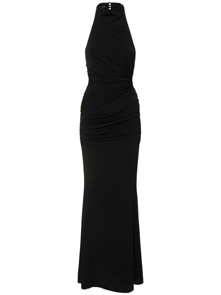 Stella open back jersey sablé long dress