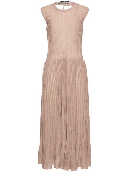 Rib knit viscose blend flared midi dress