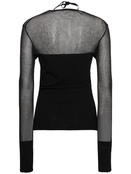 Knit viscose blend top w/sheer details