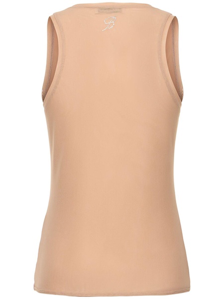 Crystal logo tulle tank top