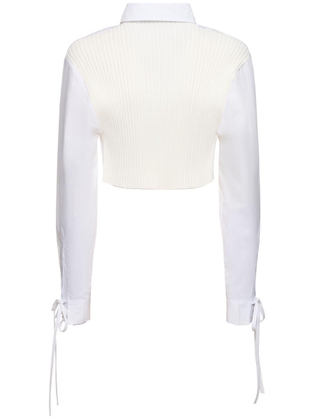 Cotton crop shirt w/ rib knit back
