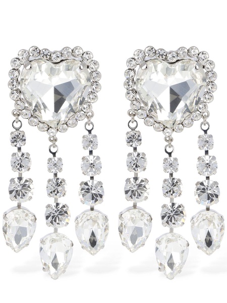 Heart earrings w/ crystal pendants