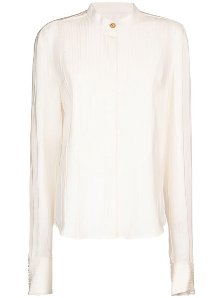 Crepe de chine plastron shirt