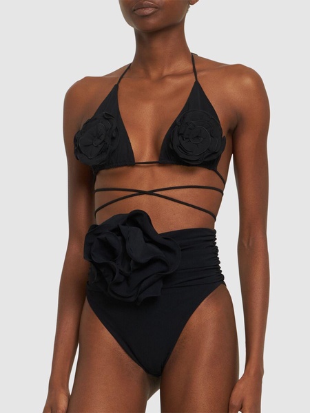 3D flower tech triangle bikini top