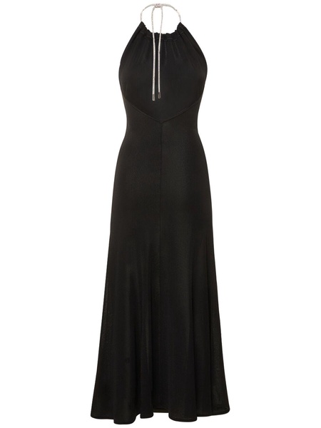 Viscose knit halter neck long dress
