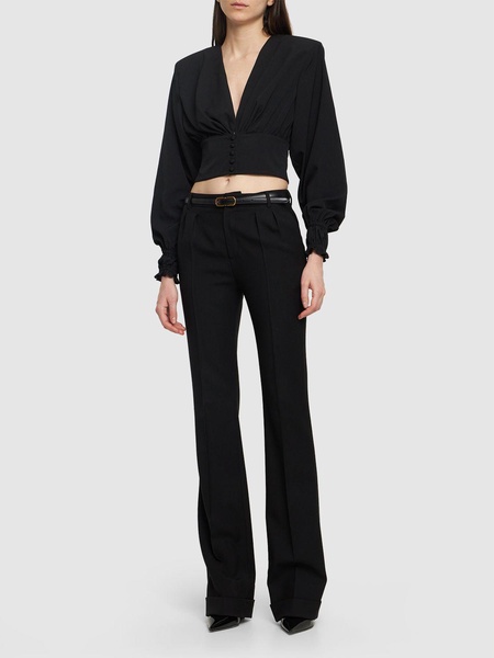 Gathered crepe crop top