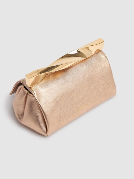 Mini Twist washed leather clutch