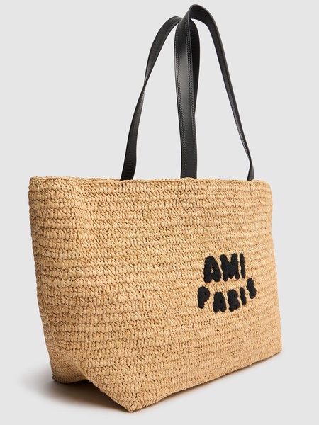 Ami Paris raffia tote bag