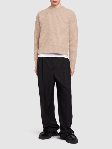 Ribbed mohair blend crewneck sweater