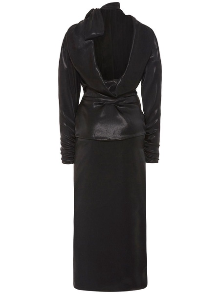 Open back laminated cady midi dress