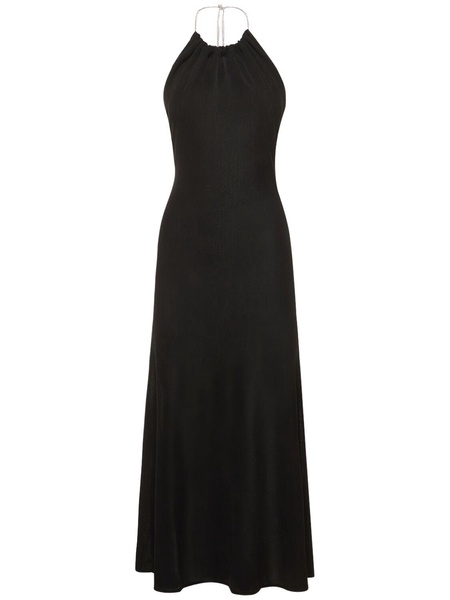 Viscose knit halter neck long dress