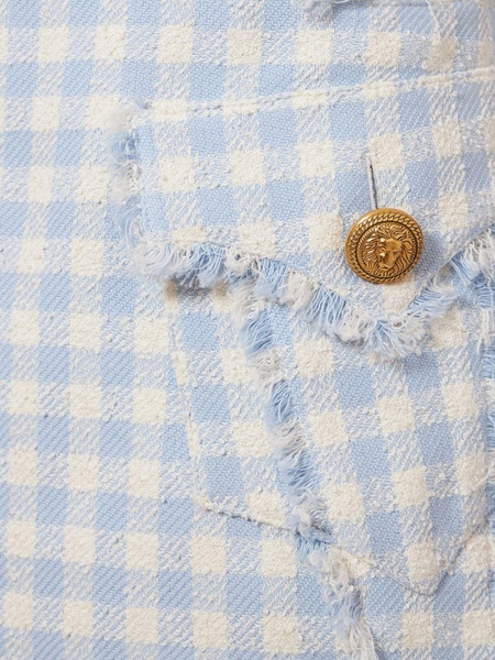 Trapeze gingham tweed mini skirt