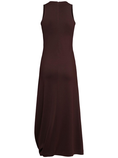 Silk viscose interlock twisted hem dress