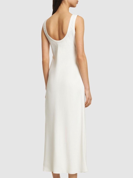 Fluid linen blend twill long dress