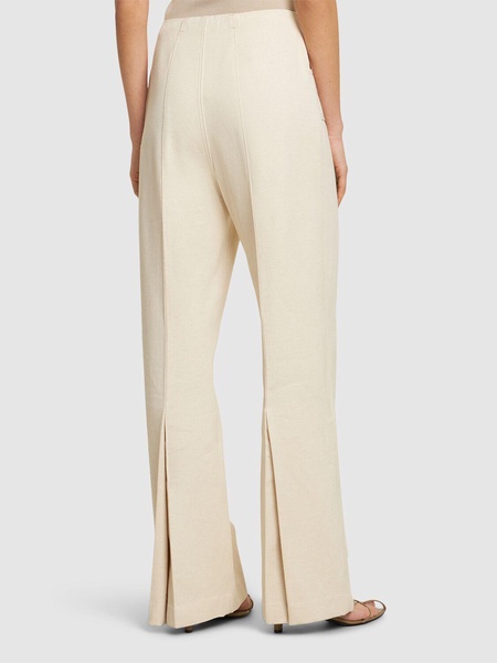 High waist canvas wide leg pants