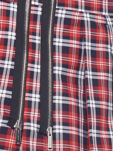 Plaid cotton mini skirt w/ zips