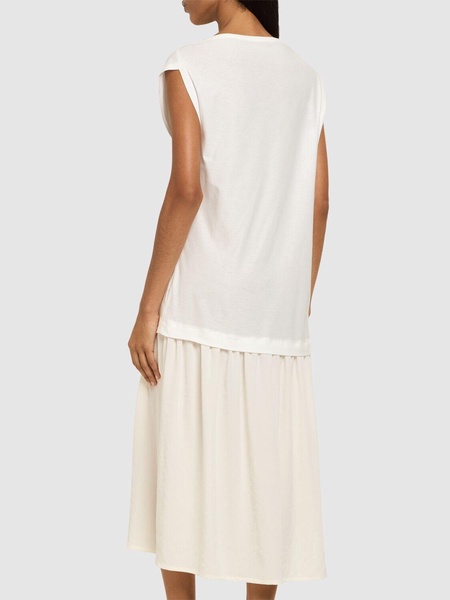 Crepe de chine & taffeta midi dress