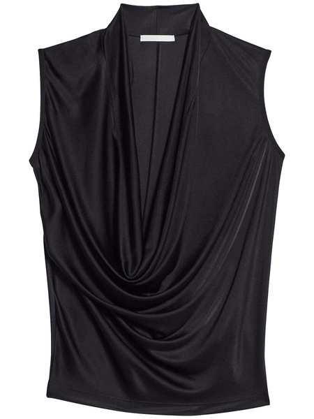 Draped viscose satin sleeveless top