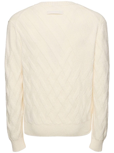 Geometric design cotton crewneck sweater