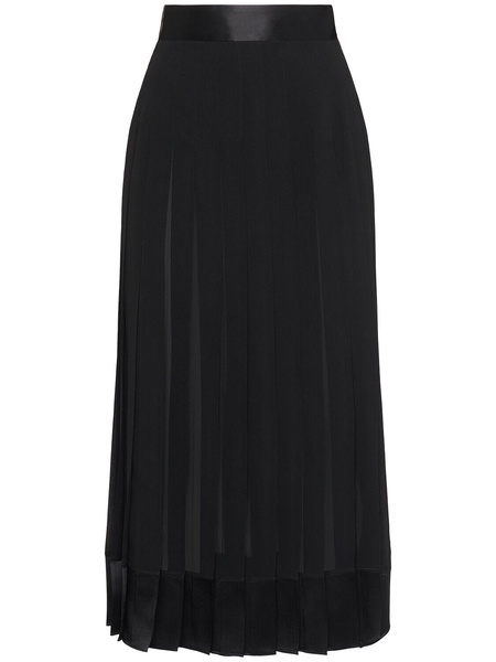 High waist pleated georgette midi skirt