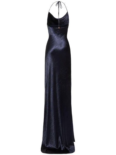 Shiny side slit maxi dress