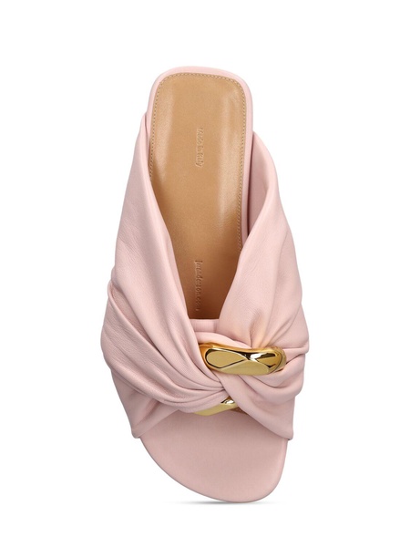 Corner leather slide sandals