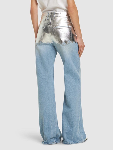 Embellished high rise straight jeans