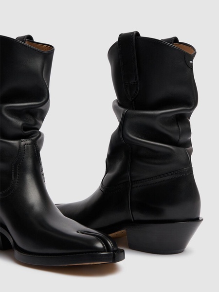 55mm Tabi leather western ankle boots