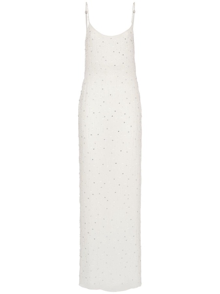 Embroidered viscose georgette long dress