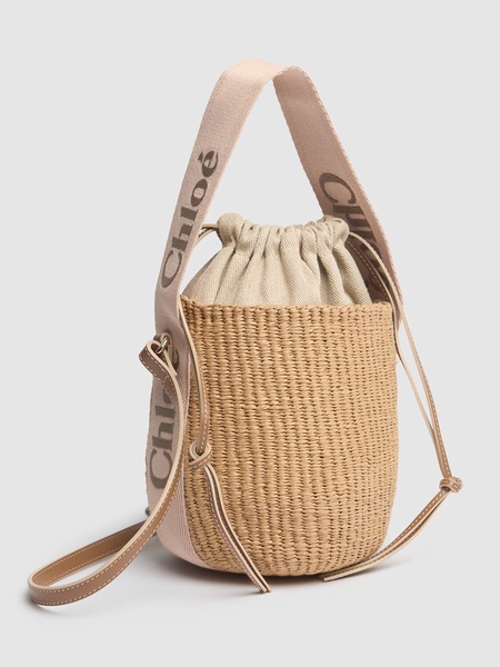 Woody raffia bucket bag