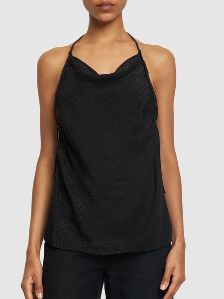 Textured silk open back top