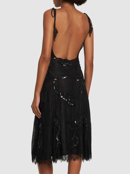 Embroidered lace midi dress