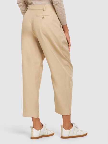 Iconic pleated satin cropped pants