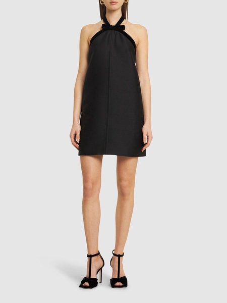 Wool & silk crepe halter neck top