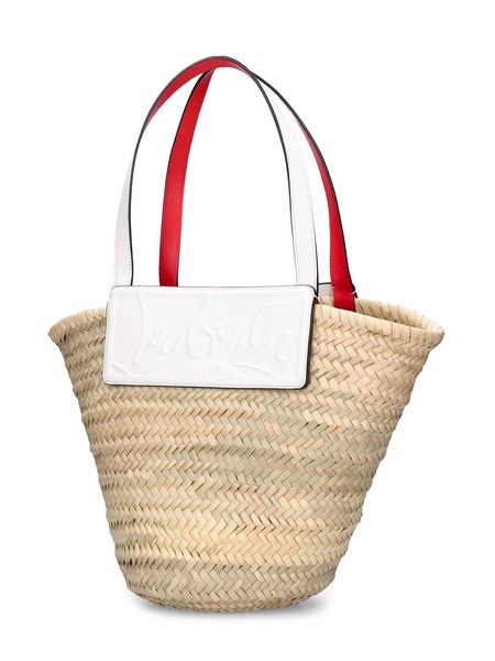 Large Loubishore straw & leather tote
