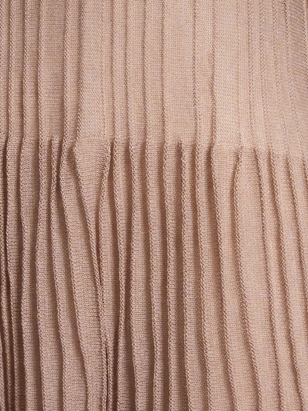 Rib knit viscose blend flared midi dress