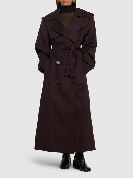 Wool long trench coat