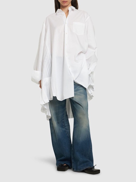 Cotton blend pleated shirt